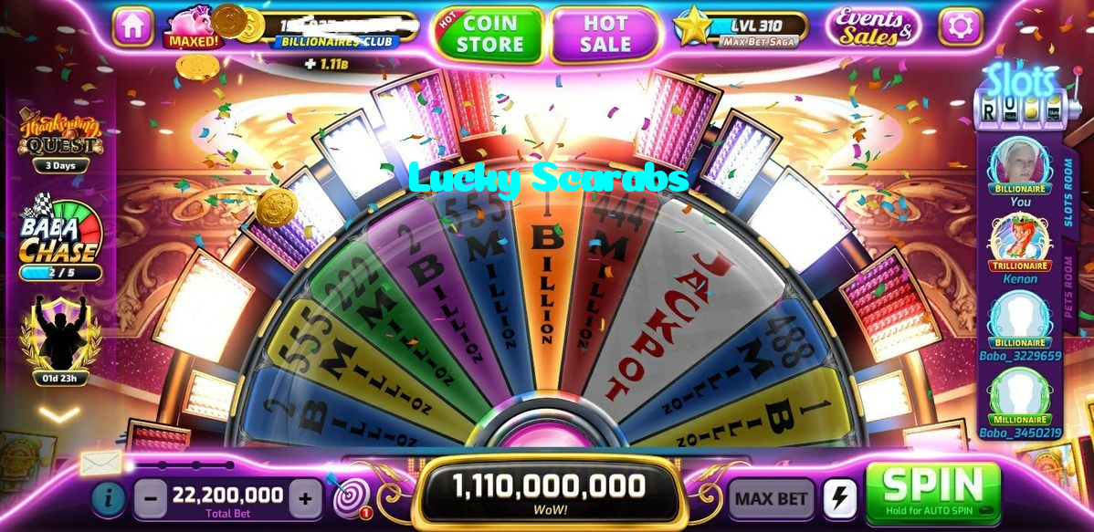 Lucky Scarabs casino presented on mobile device in Pakistan with slots and live games